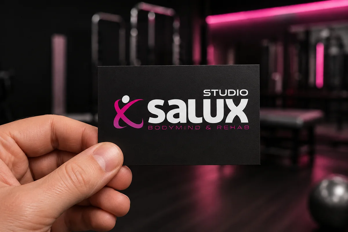 Tarjeta de Studio Salux en su sala de entrenamiento